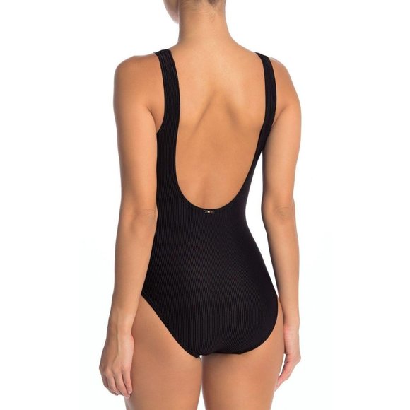 NEW Tommy Hilfiger Ribbed Snap-Front Swimsuit - Picture 3 of 4